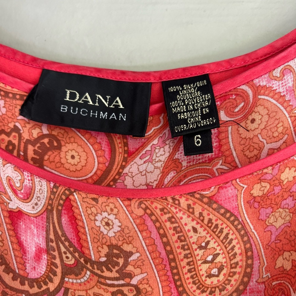 Dana Buchman Pink Orange Paisley Silk Skirt